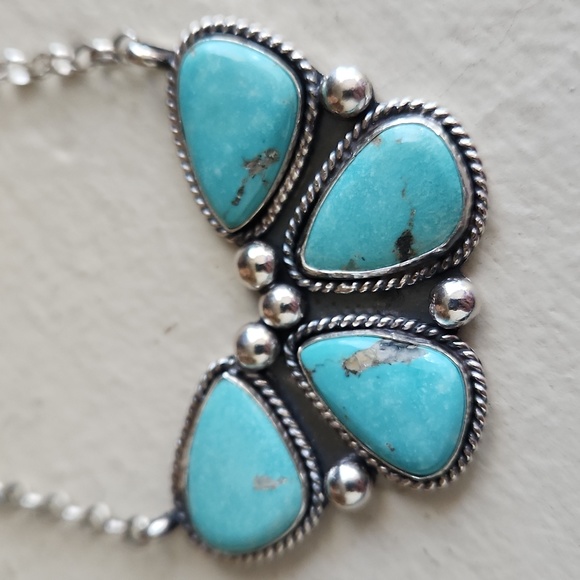 Amazing Native American Handmade Kingman Turquoise Butterfly Necklace 🩵🦋💙🎁 - Picture 10 of 16